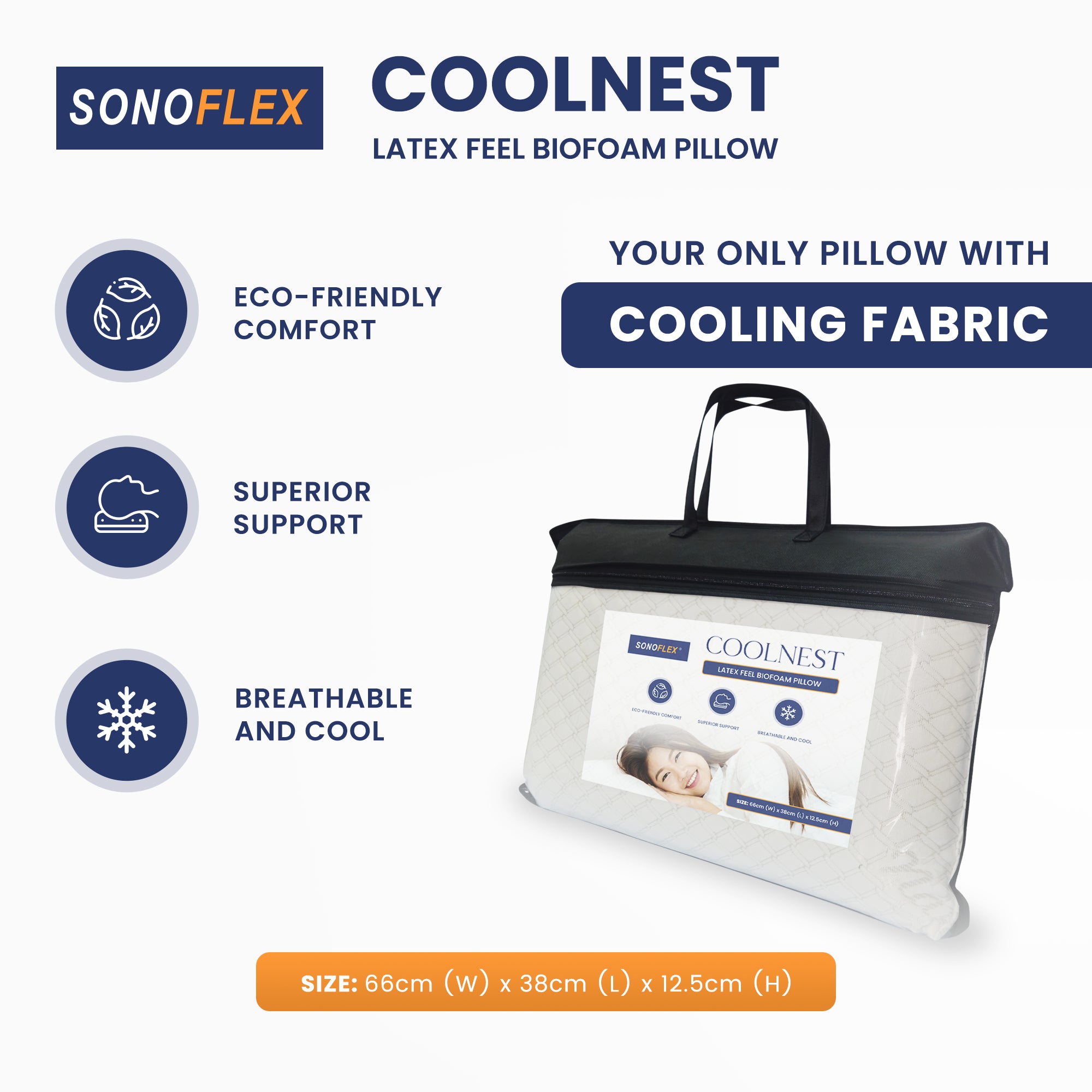SonoFlex COOLNEST Cooling Pillow, LATECH Foam