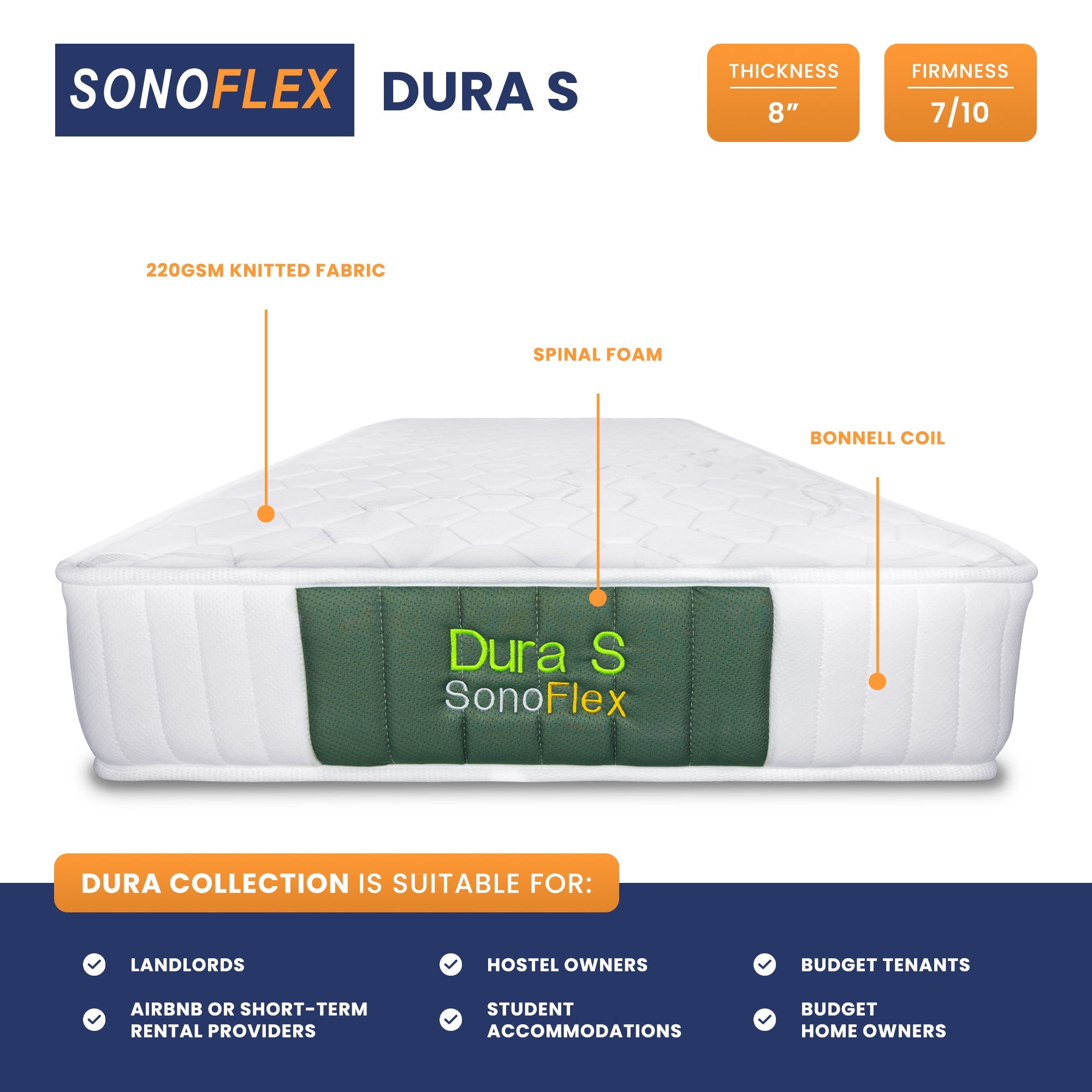 SonoFlex DURA S Mattress (8 inch), Bonnell Coil