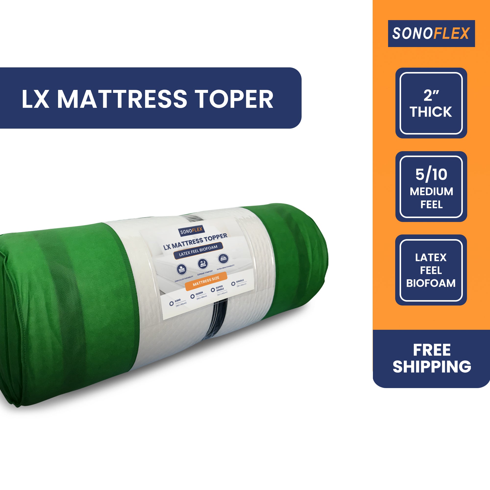 SonoFlex LX Mattress Topper (2 inch), LATECH Foam