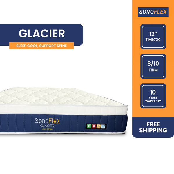 SonoFlex GLACIER Mattress (12 inch), Cool Silk + Bonnell Coil with Edge Support