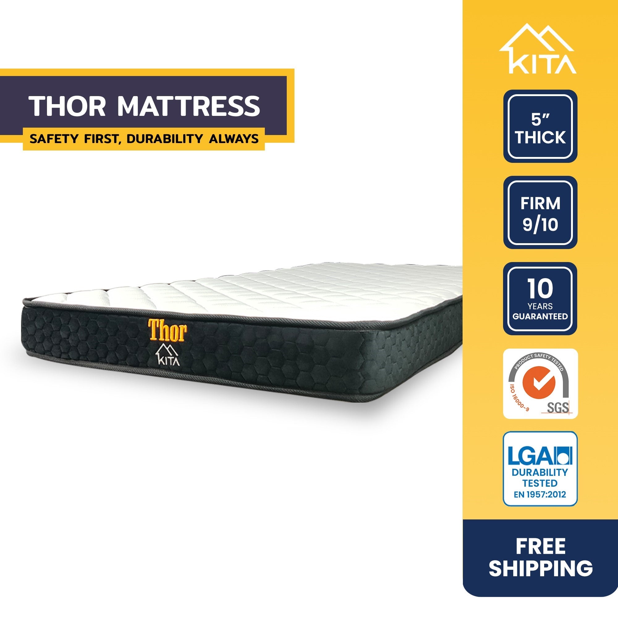 KITA THOR Mattress (5 inch), Solid Foam