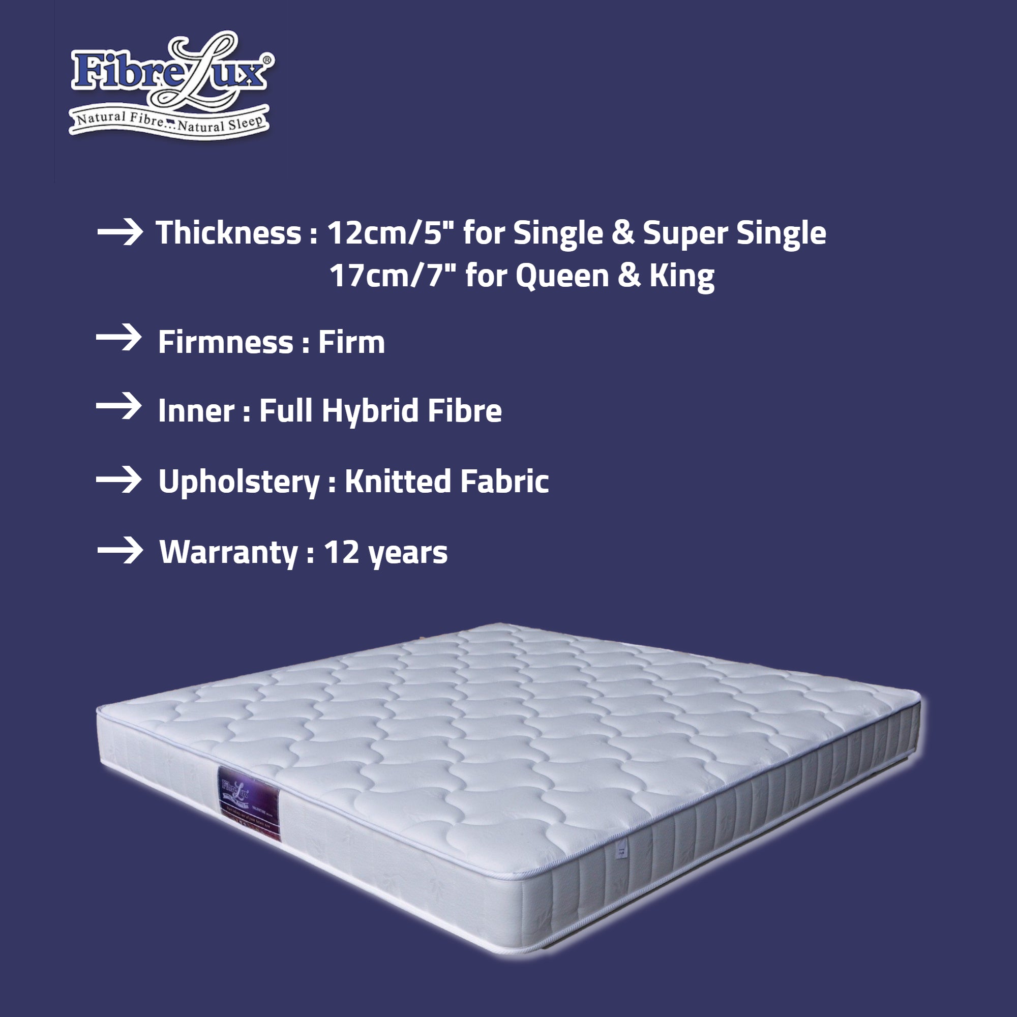 Fibrelux Valentine Mattress, Rubberised Coir Coconut Fibre