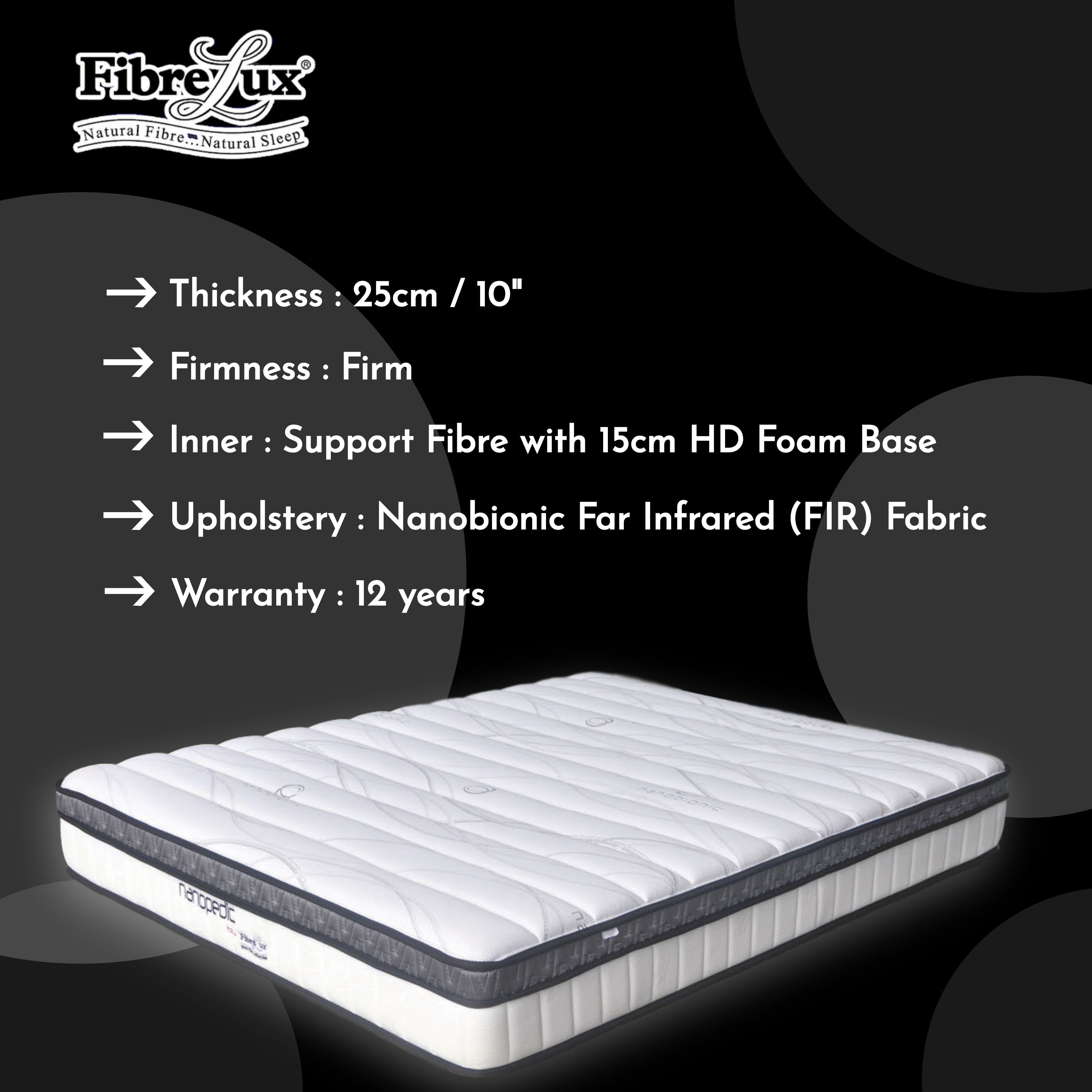 Fibrelux NANOPEDIC Mattress, Rubberised Coir Coconut Fibre