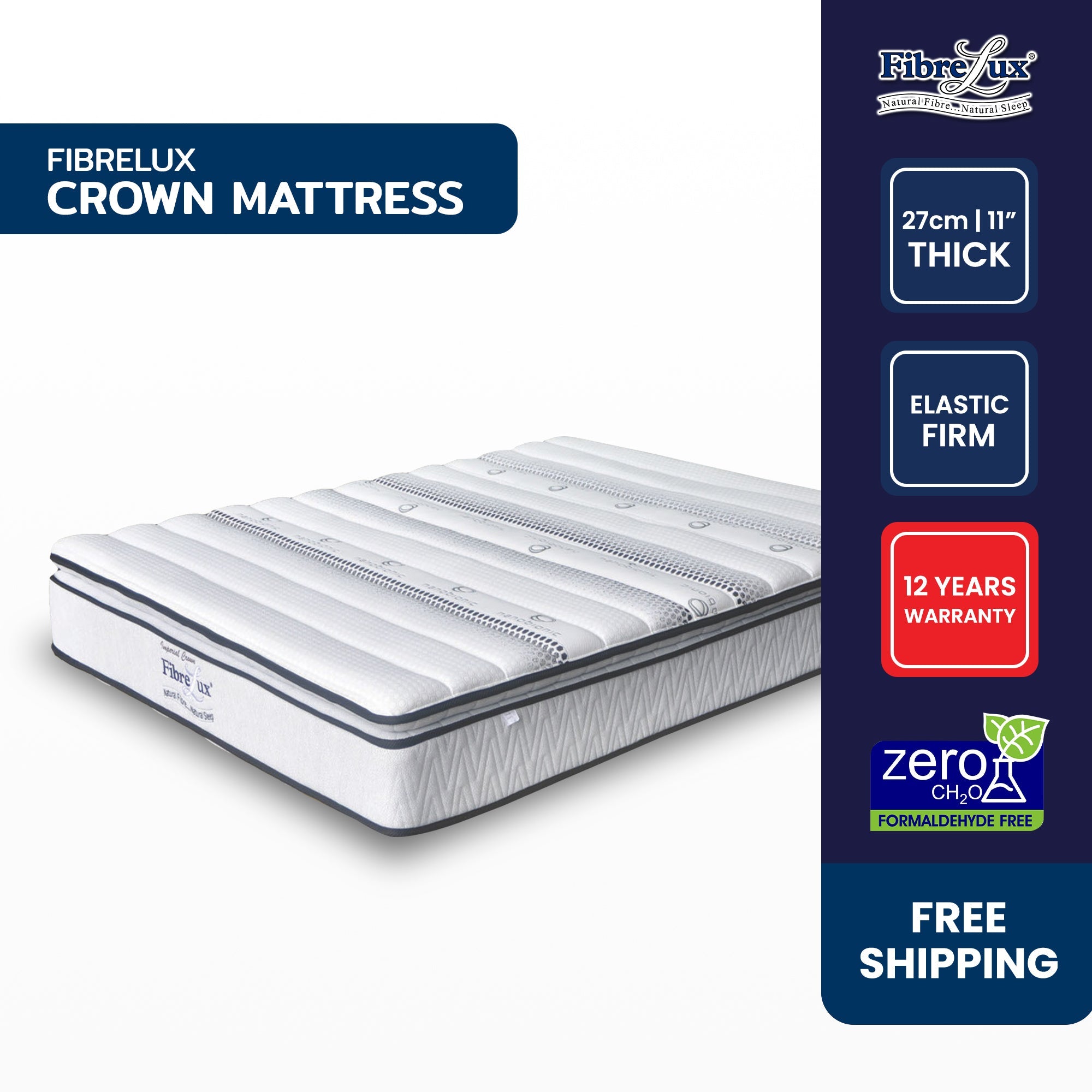 Fibrelux IMPERIAL CROWN Mattress, Rubberised Coconut Fibre + Natural Latex