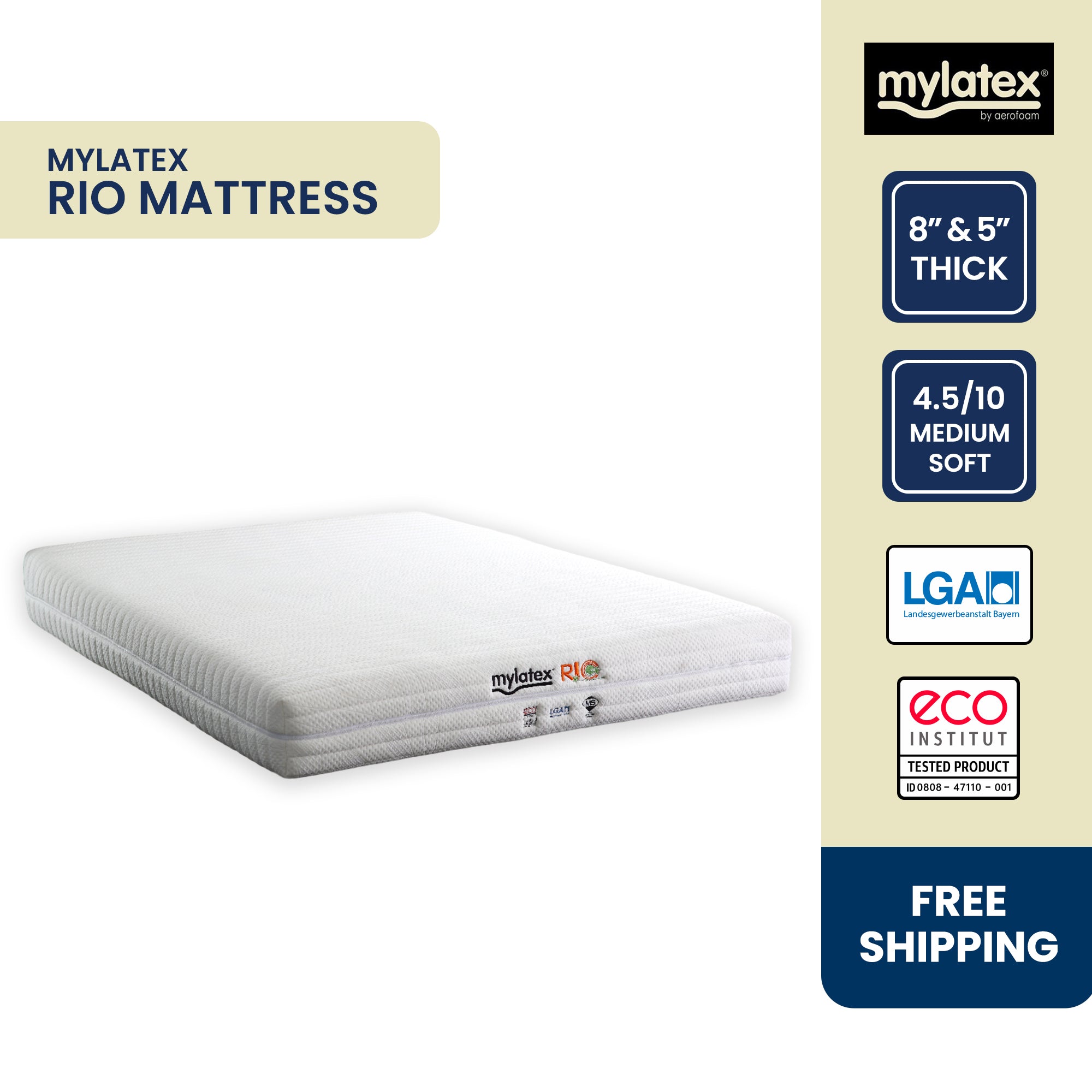 MyLatex RIO, 5" or 8" 100% Natural Latex Orthopaedic Mattress